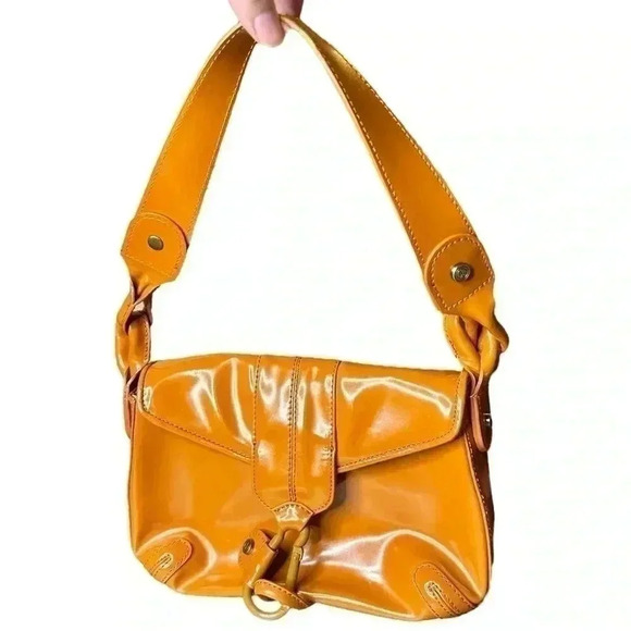 Donald Pilner Orange Shoulder Bag Patent - Picture 1 of 6